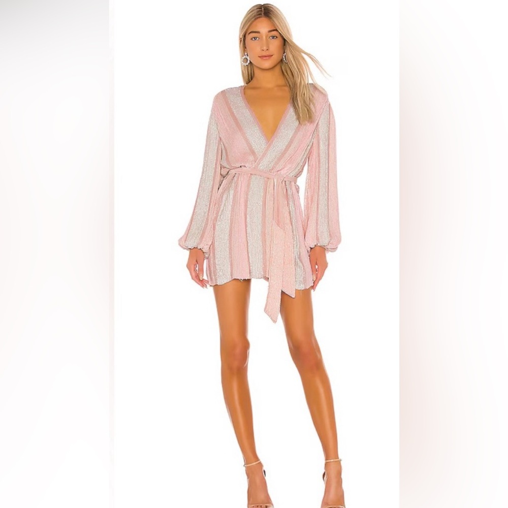 Retrofete Gabrielle pink/silver sequin dress size L NWT